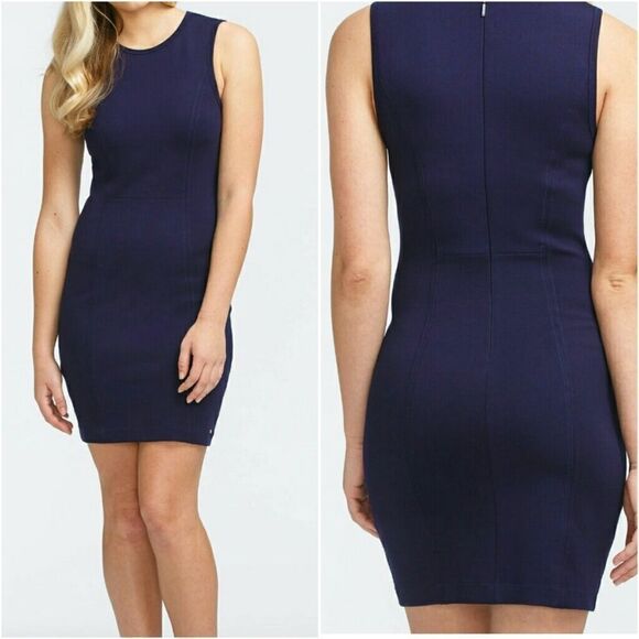 NWT Armani Exchange Bodycon Ponte Seamed Mini Dress Navy Blue Size XS - Picture 1 of 14